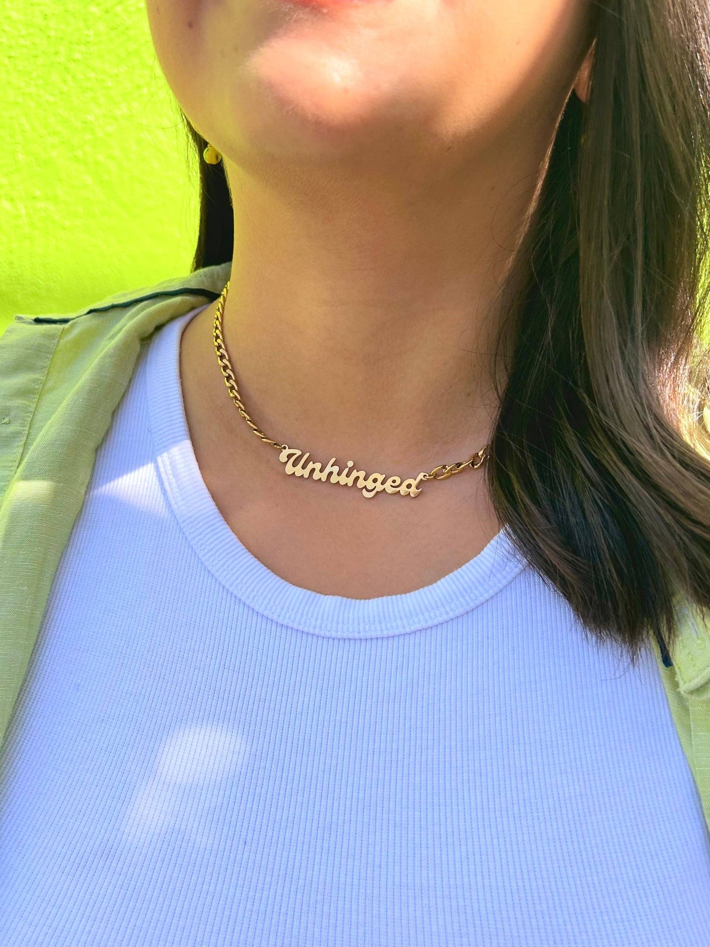 The Stassi “Unhinged Nameplate Necklace”