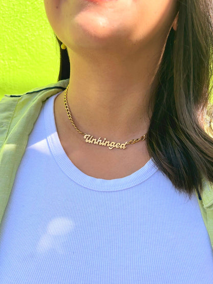 The Stassi “Unhinged Nameplate Necklace”