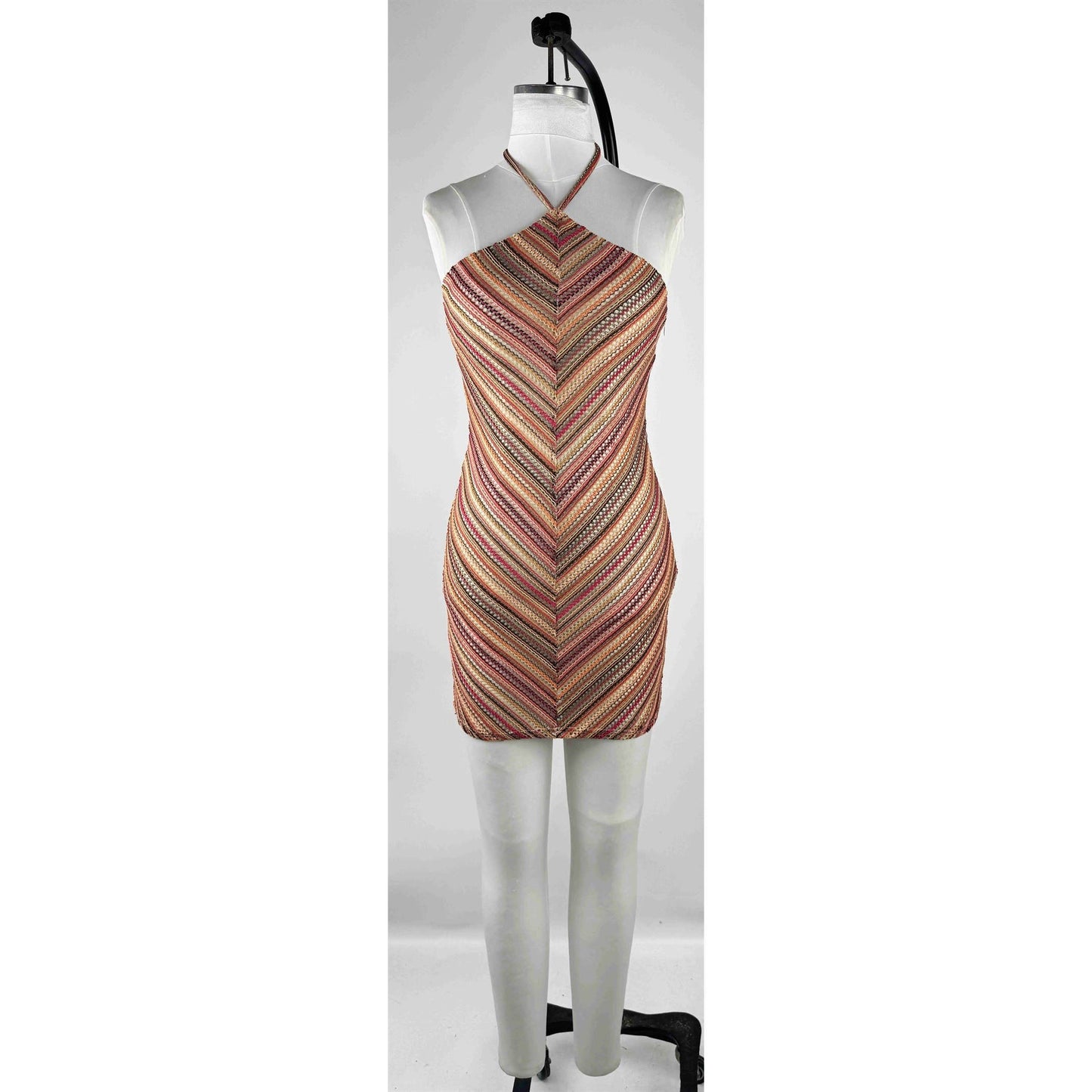 The Kyle “Striped Missoni Halter Neck Mini Dress”