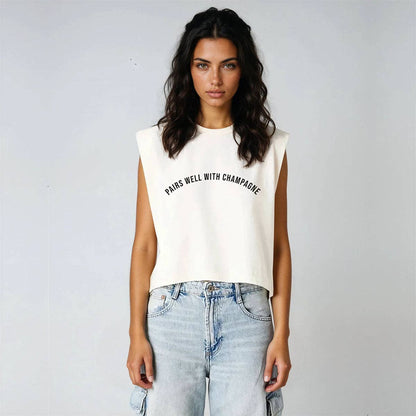 The Ariana “Pairs Well with Champagne Garment Dyed Muscle Tee”