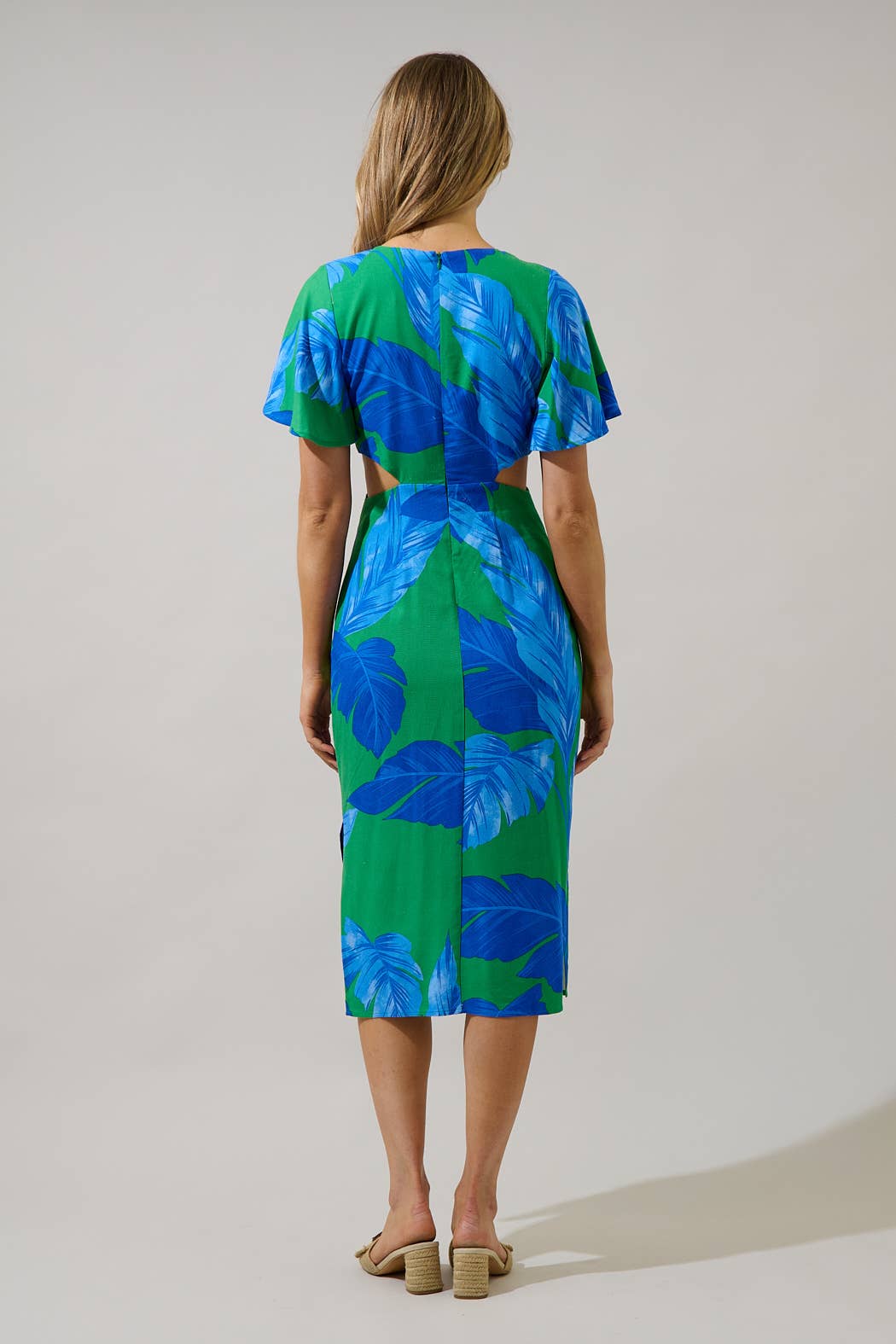 The Molly “Front Tropical Tie Midi Dress”